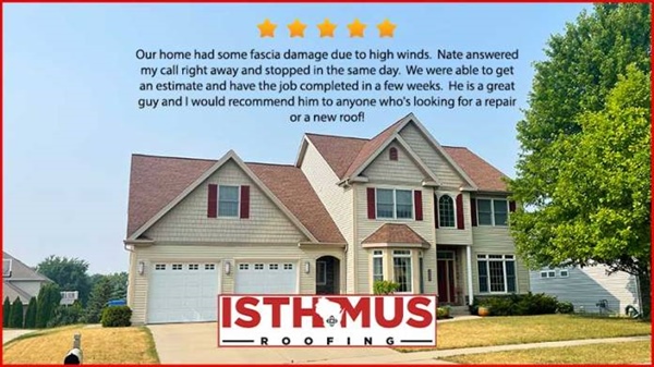 Exceptional 5-Star Review for Swift Siding Repair in Fitchburg by Isthmus Roofing