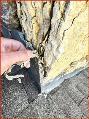 Worn-Out Flashing Near Chimney Image
